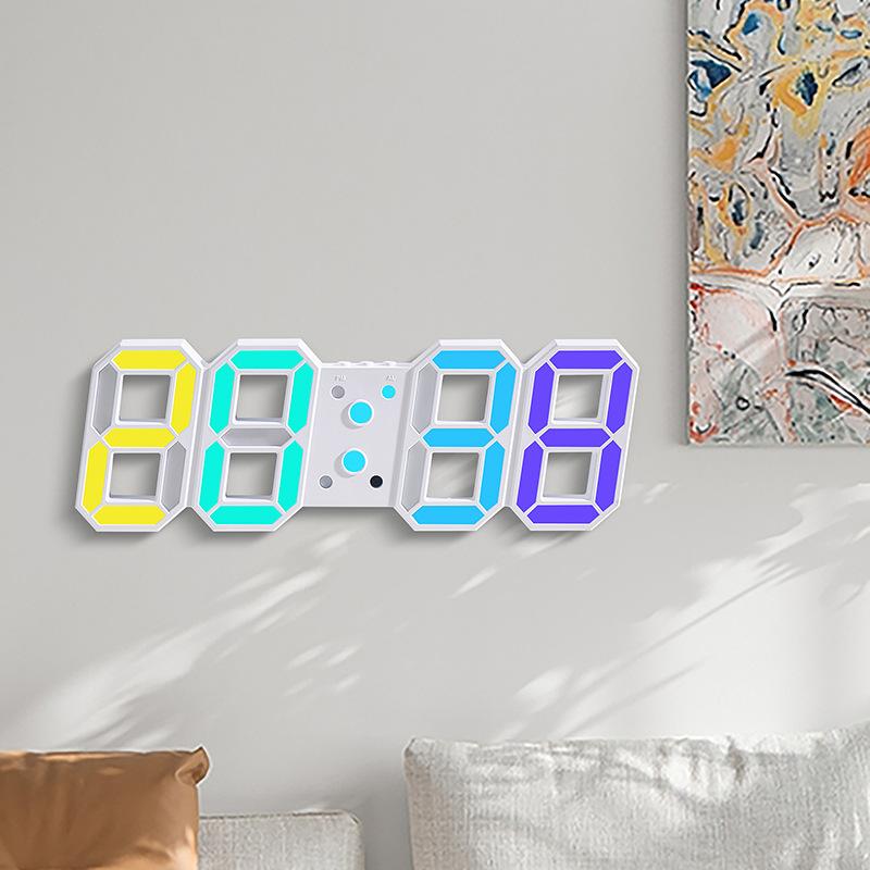 Electronic Wall Clock Can Be Upright and Hung Dual-purpose LED Digital Clock Colorful Bedside Luminous Clock 0733