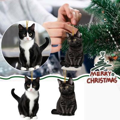 Glück Schwarze Katze Hochwertige Acryl Auto Anhänger Rucksack Ornament Baum Dekoration Weihnachten Ac G0F3