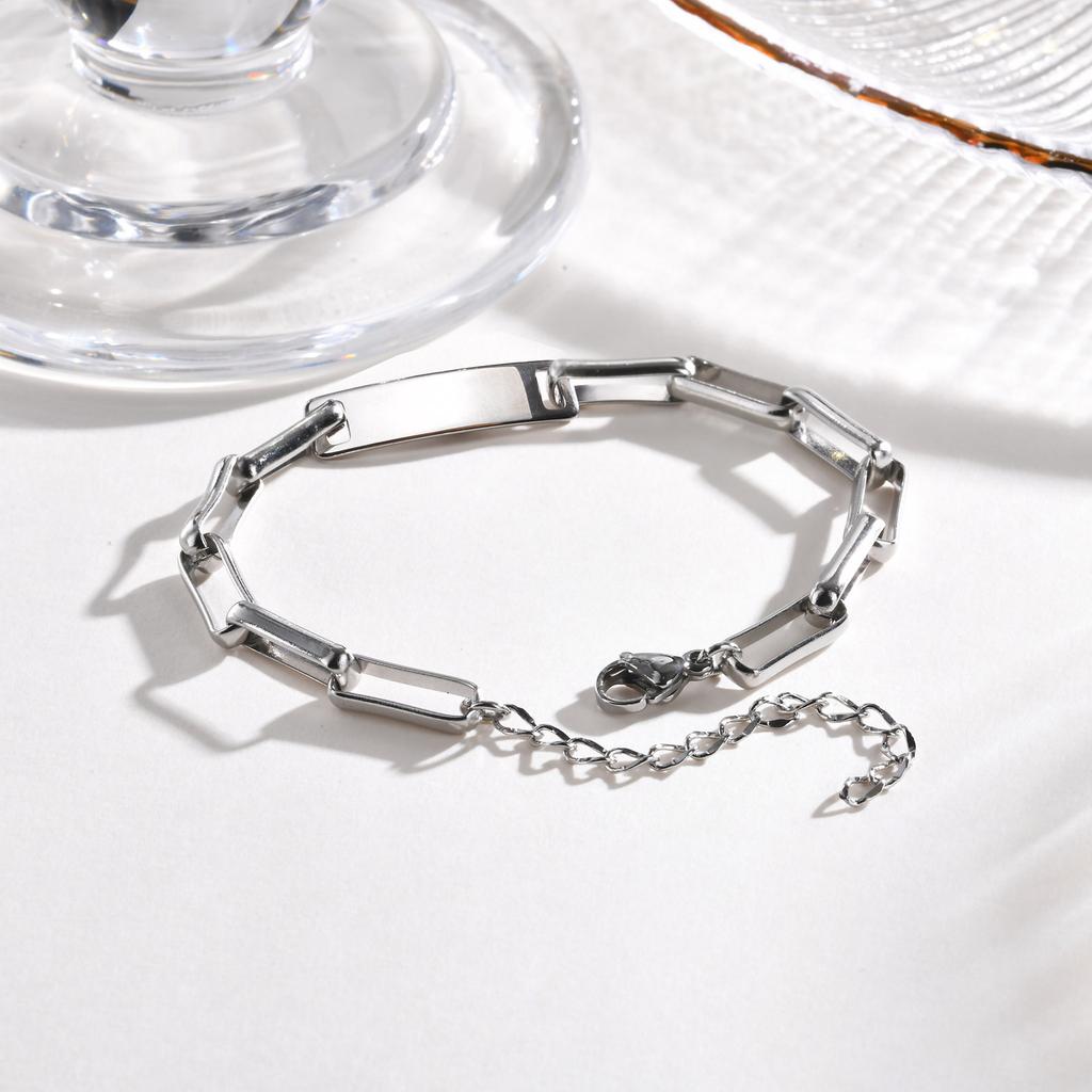 Personalized Bracelets Stainless Steel Bar ID Name Bracelet for Women Custom Engraved Inspirational Quote Gift Birthday Jewelry