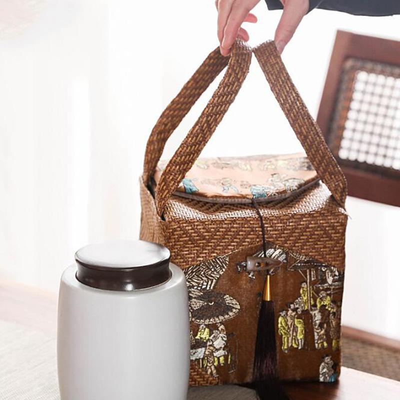 Chinese Style Kung Fu Tea Teaware Storage Bag Pouch Portable Tea Set Empty Package Bag Outdoor Travel Teapot Tea Set Box