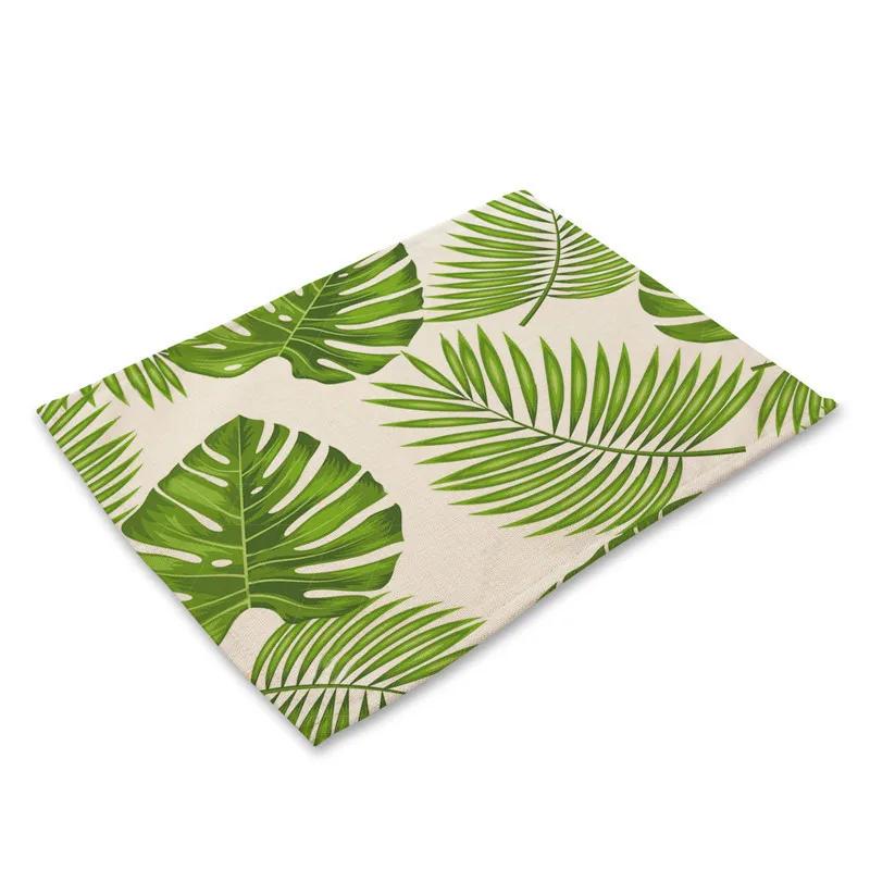 

Tropical Plants Green Leaves Pattern Kitchen Placemat Dining Table Mats Coaster Linen Pad Bowl Cup Mat 45*30cm Home Decor 2pcs 30x45cm