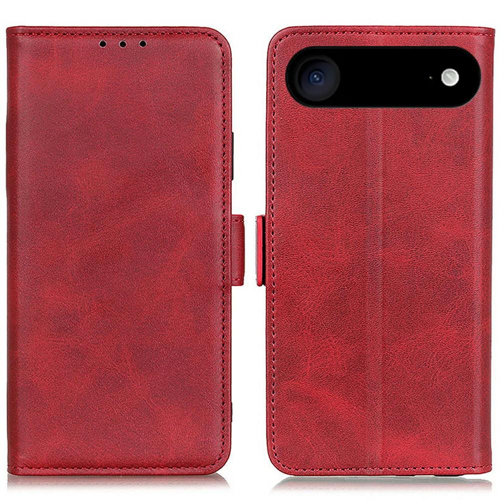 

For iPhone 17 Air Case Stand Cowhide Texture PU Leather Phone Cover Red