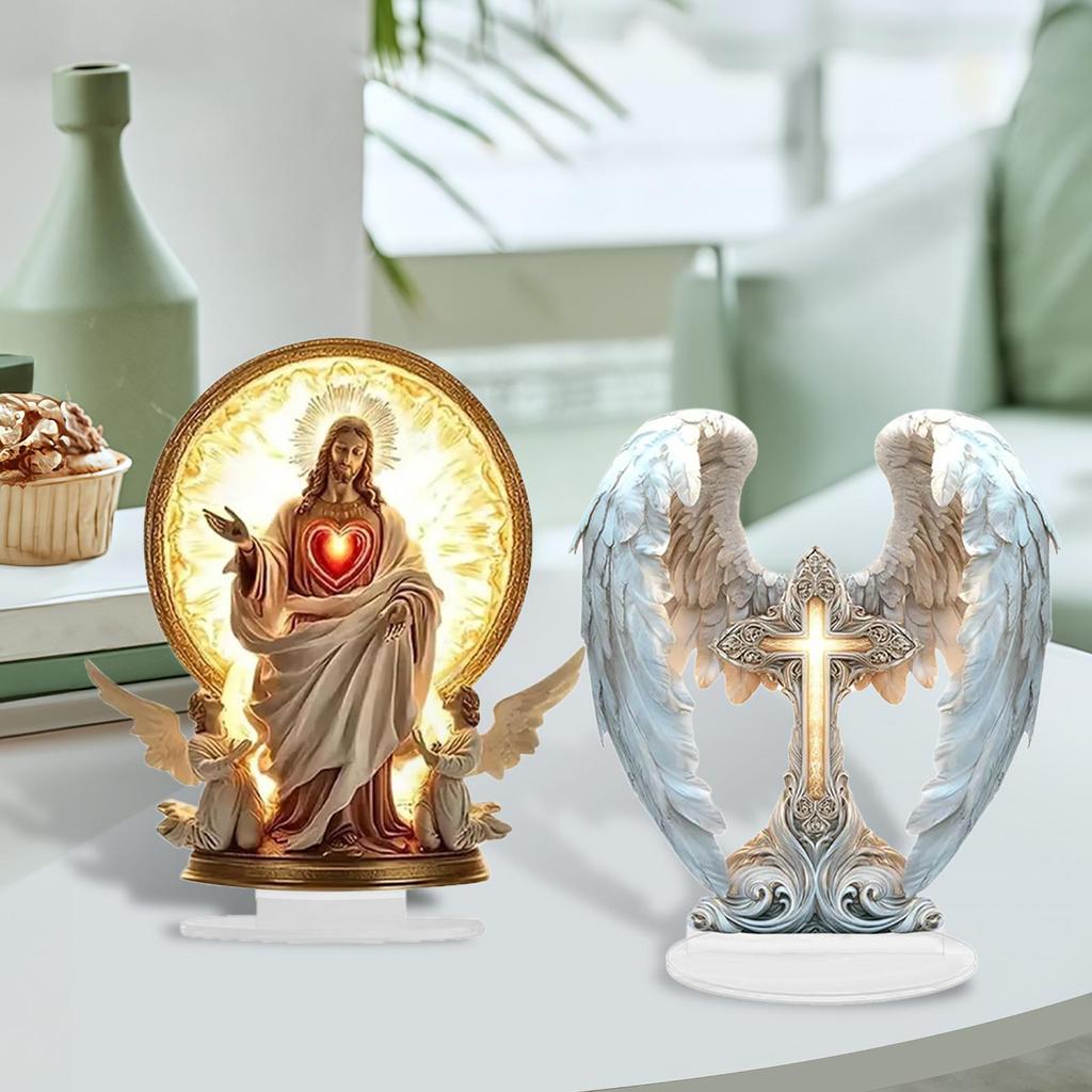 2D Christmas Scene Decor with Stand Unique Display Artwork Standing Acrylic Tabletop Sign for Shelf Indoor Cabinet Holiday