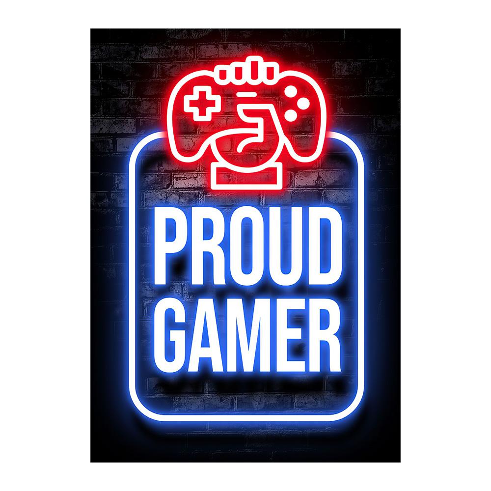 Neon Gaming Gamer Wandkunst Poster Drucke Gamer Leinwandmalerei Leinwandbild für Kinder Jungenzimmer Dekoration Spielzimmer Cuadros