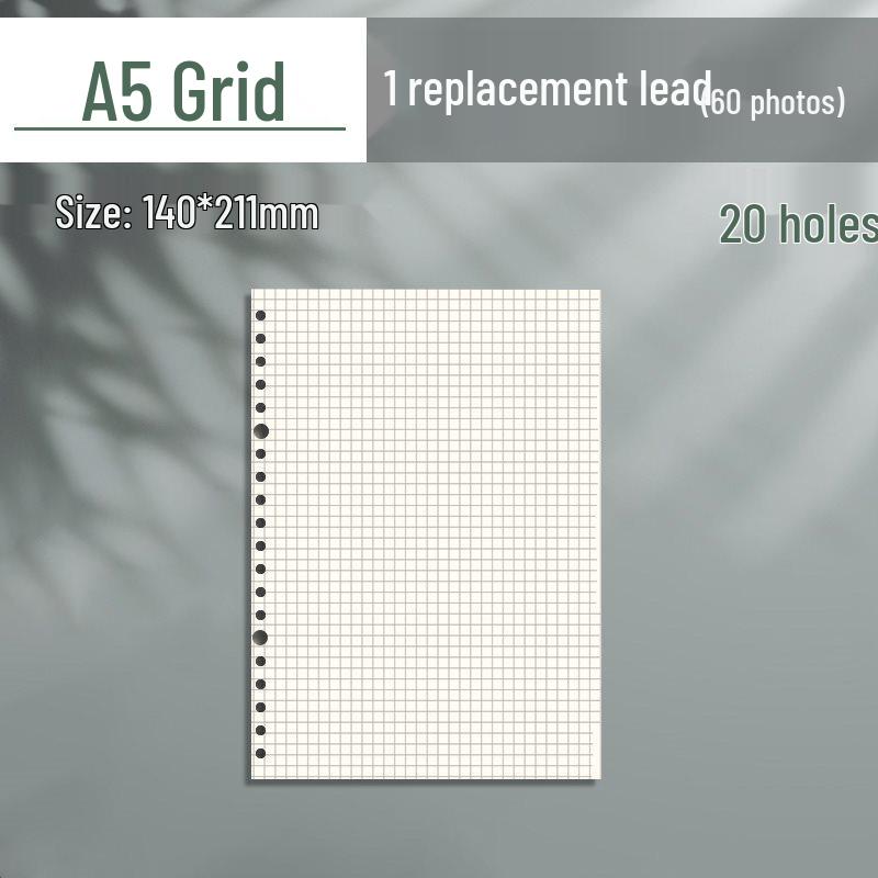 B5 Loose-Leaf Notebook Refill with 26-Hole and A5 Detachable Loose-Leaf Paper, 20-Hole Horizontal Line Grid for Exam Prep.