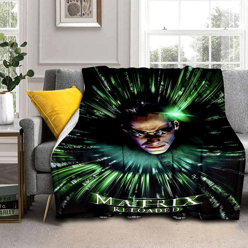 1pc The Matrix Reloaded Poster Cartoon Blanket,Portable Throw for Travel & Camping, All Season Cozy Blanket,Ideal Gift