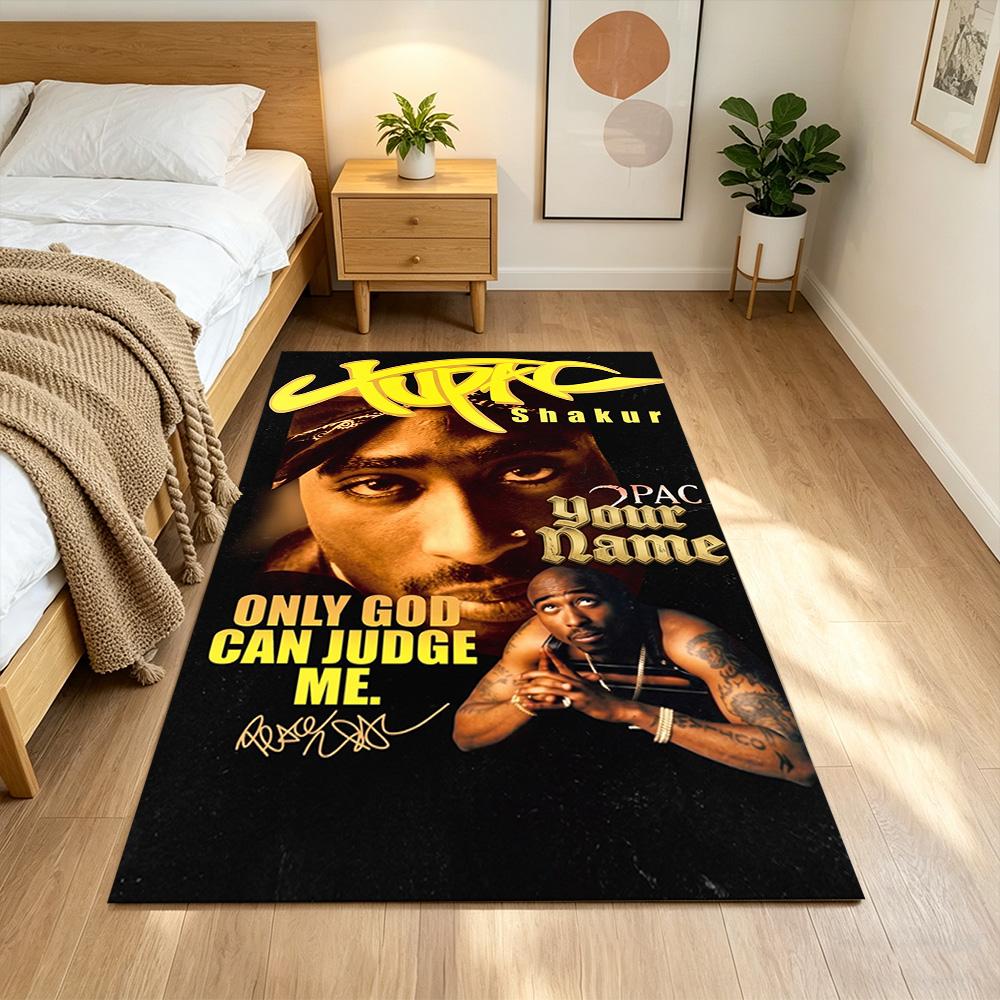 2pac Customized Name Floor Mat Perfect for Dining Room Kitchen Bedrooms Dormitory Antislip Carpet Anime Office Decor Perfect Gift for Friends & Family