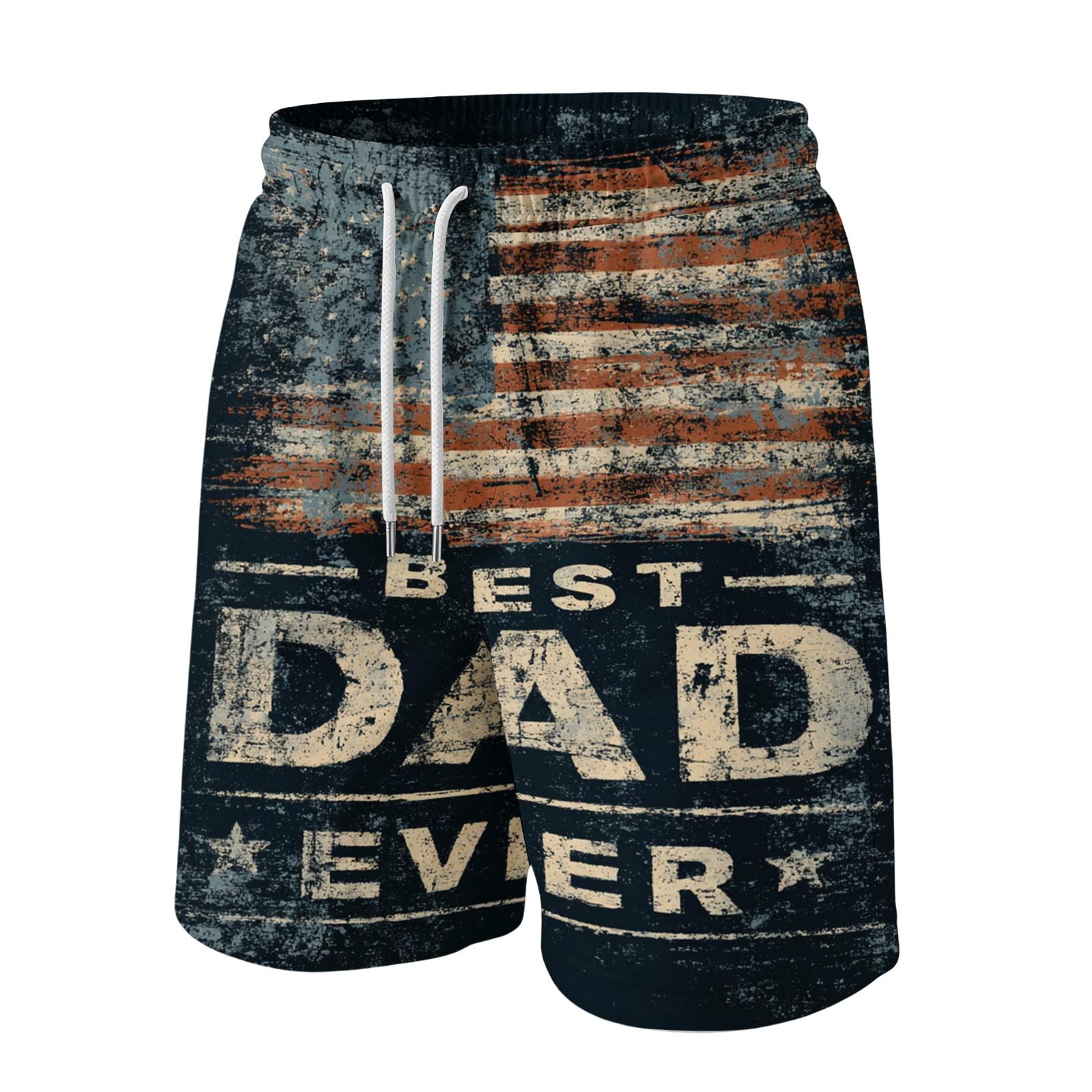 

Men Drawstring Waist Casual Shorts with Flag Print and Lettering Comfortable Relaxed Fit for Everyday Wear L