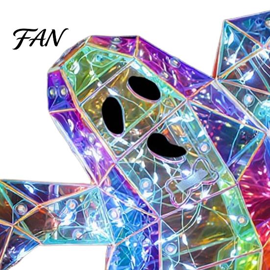 Charming Ghost Statue Light Prismatic Iridescent Halloween Decoration, Spooky LED Prism-Effect Small Nightlight for Desk Night Bedroom Hallway Table
