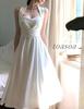 Toa Soa Women's White Knee-Length Flared Dress with Back Ribbon (L)