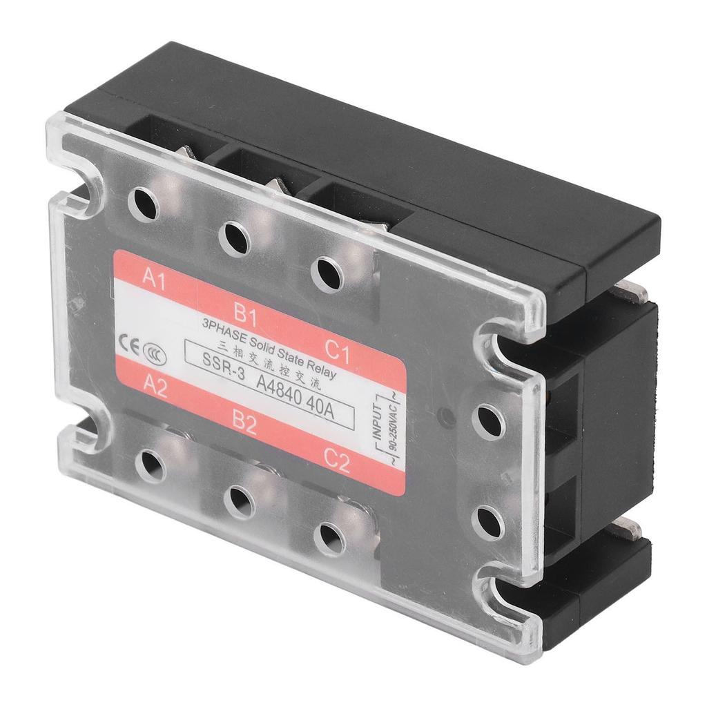 3 Phase Solid State Relay 40A LED Indicator Transparent Cover AC to AC SSR 90?250V Input 24?480V