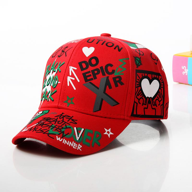 Fashion cotton Graffiti boy girl Baseball caps Children Printed snapback hat Kids Popular hip hop hat Cap hot sell