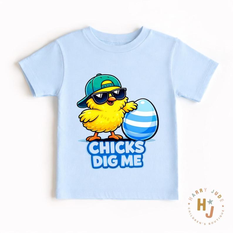 Chicks Dig Me Shirt, Funny Easter Toddler Shirt, Easter Chick Kid Shirt, Cute Easter Boy Shirt, Easter Egg Hunt Outfit, Cute Toddler Boy Tee 130
