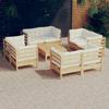 Vidaxl 9-Cz. Garden Lounge Set, Cream Cushions, Pine
