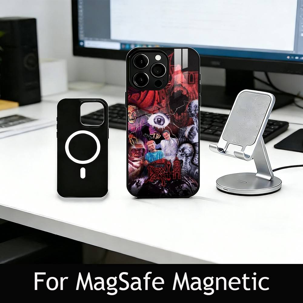 

M-Metal B-Band D-Death Phone Case For iPhone17,16,15,14,13,12,11 Plus,Pro Magnetic with Magsafe Wireless Charging iPhone16PRO