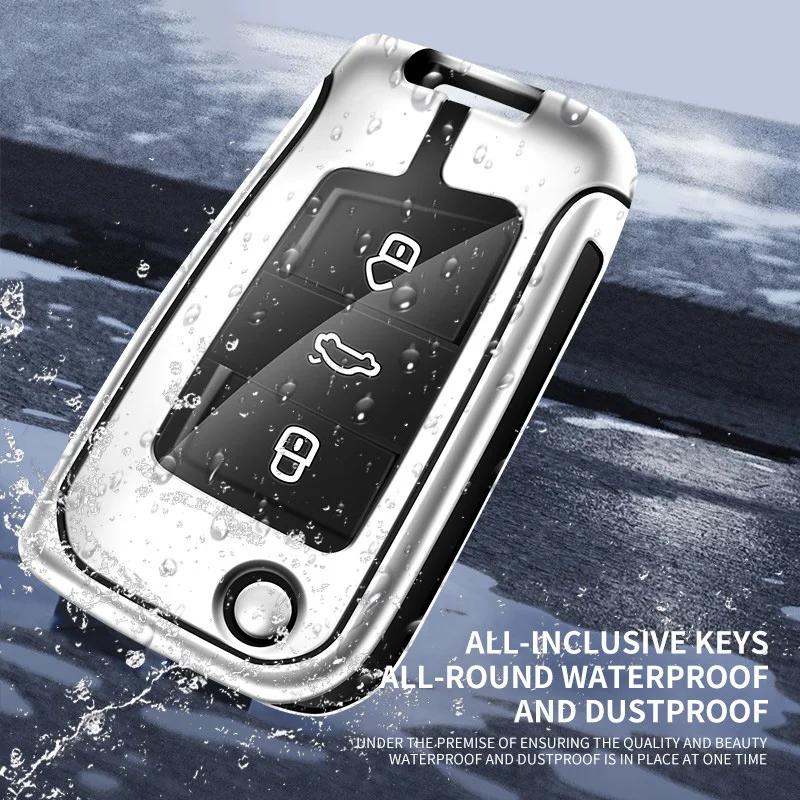 2025 Moda Quente Liga de Metal Capa Case Chave Dobrável para Carro Fob Para VW Volkswagen Golf 7 MK7 Tiguan MK2 T-roc T-cross Chaveiro Automático Acc
