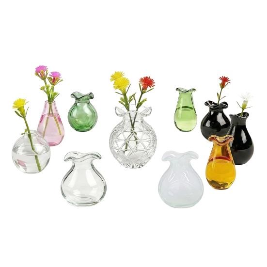 5/10Pcs Mini Glass Vase Refrigerator Magnet Home Office Kitchen Locker Fridge 3D Miniature Flower Vase Magnetic Decoration Ornament