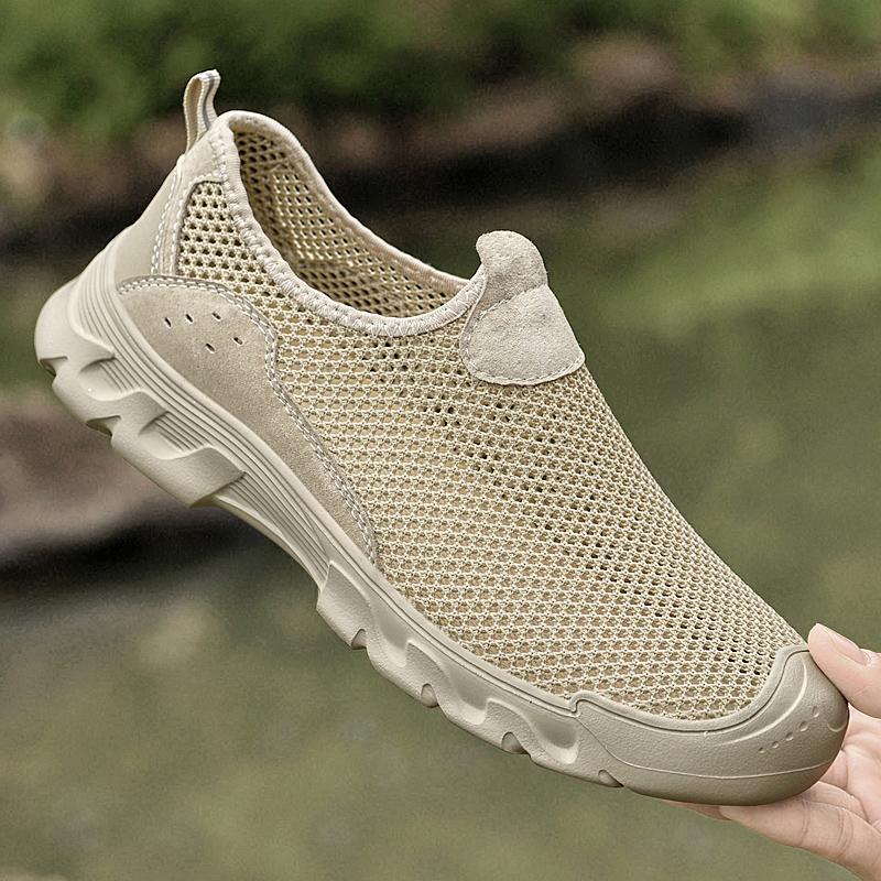 Fashion Classic Mesh Fabric Outdoor Soft Bottom Shoes Italian Men Round Toe Casual Flats Comfy Breathable Loafers New Antiskid Lazy Shoe
