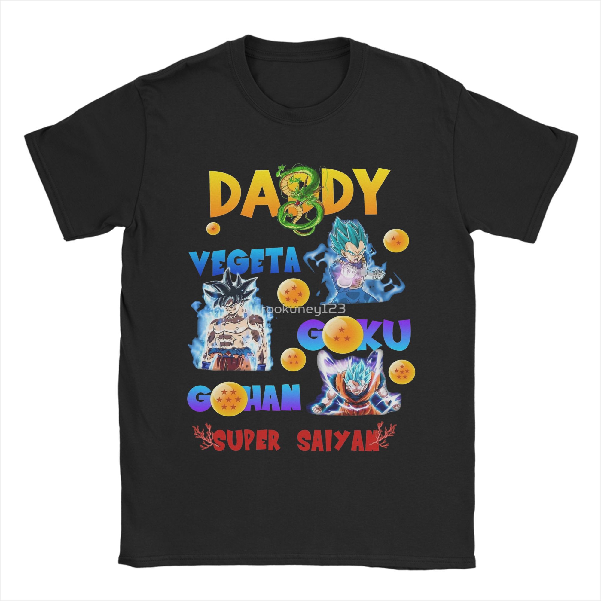 GUOYAN TOP Dragon Ball Vaderdag T-shirts Super Saiyan Papa Humor Puur Katoen T-shirt Ronde Hals Korte Mouw T-shirts Kleding Tops 2XL