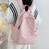 Female Students Campus Canvas Schoolbag Junior High School Students Simple Style Solid Color Large Capacity Backpack Fashion