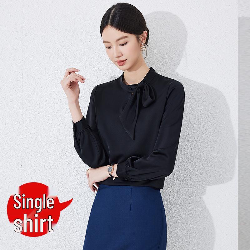 

Женский комплект: белая блузка с длинным рукавом и юбка - Петит Весна/Осень 2025 Повседневная блузка S