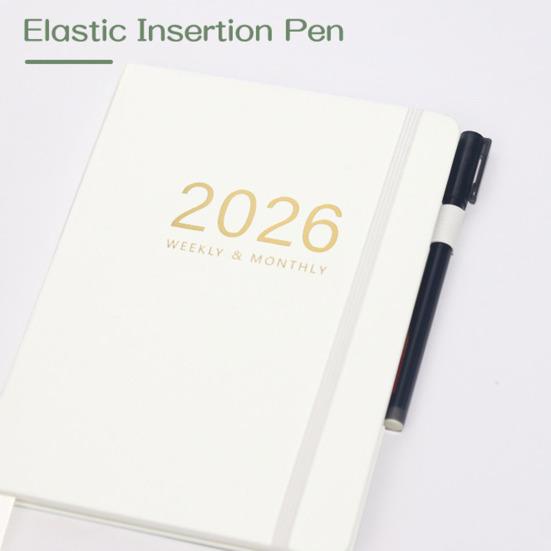 2026 Planner A5 Hardcover Daily Organizer with 12-Month Calendar Goal Tracking And Elastic Closure Productive Daily Agenda Book for