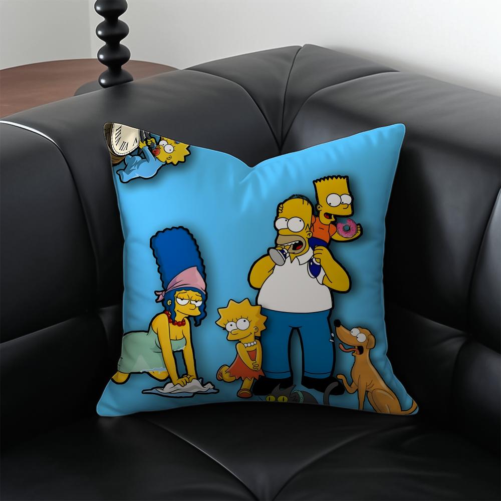 TThe Simpsons Cushion Cover Pillow Case Antidustmite Invisible Zipper Silky Plush Cushion