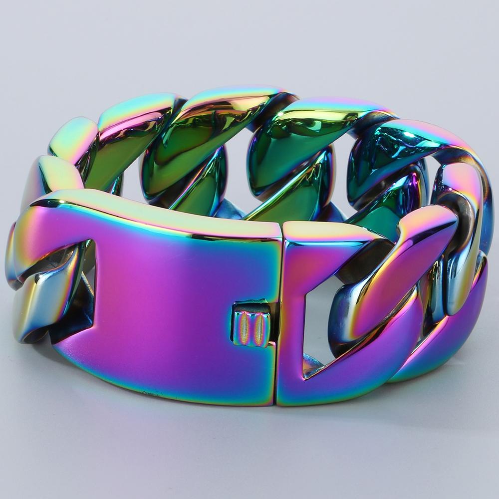 

Тяжелый Массивный Мужской Браслет Цепь Панцирная Кубинская 31 мм шириной Мужские Ювелирные Изделия Матовая Нержавеющая Сталь 5 Цветов 23CM разноцветный