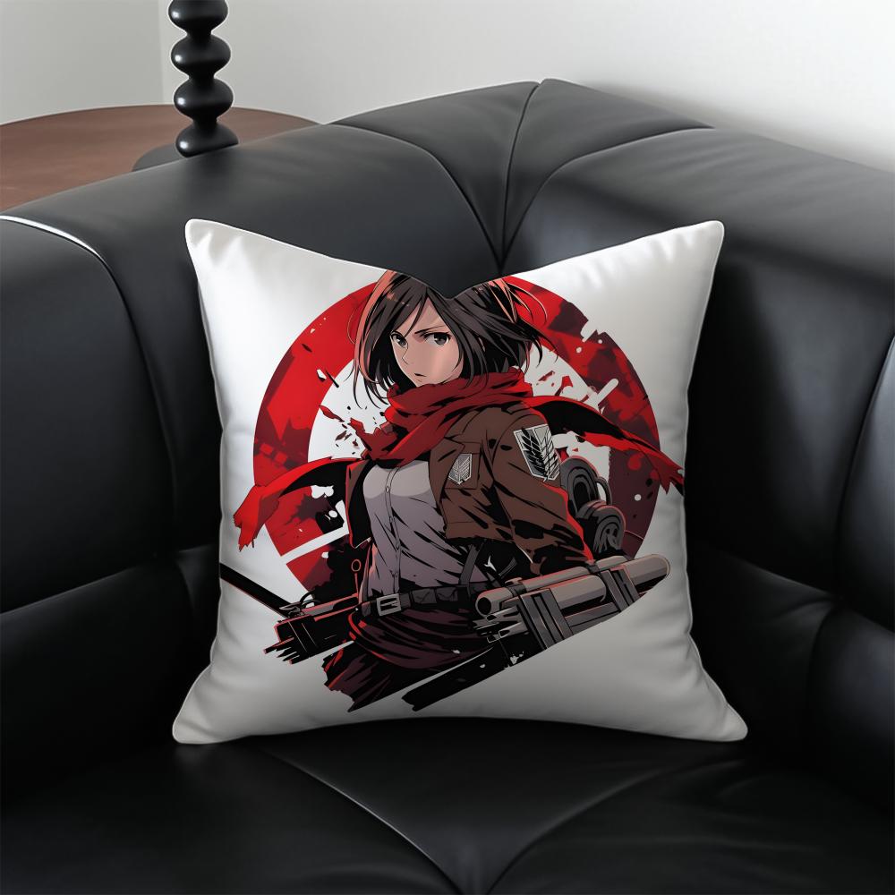 Anime Epic AAttack on TTitan Cushion Cover Pillow Case Antidustmite Invisible zipper silky short plush Sofa cushion