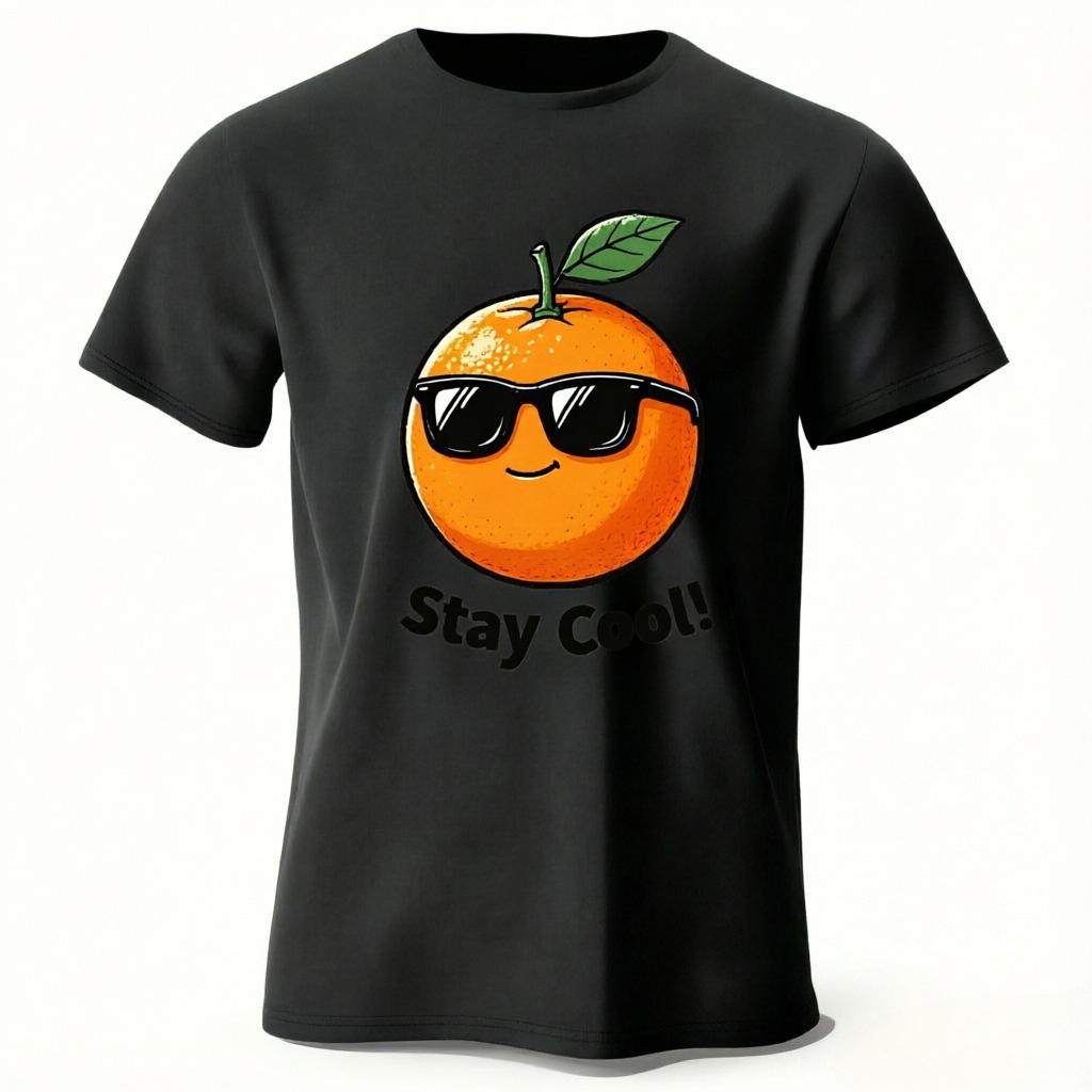 Stay Cool Cool Orange with Sunglasses Graphic TShirt Unisex Women White Casual Summer Tee