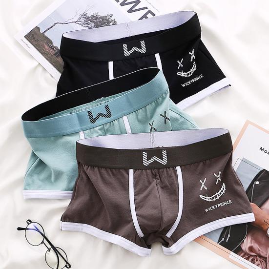 Muži Boxerské spodní prádlo Středně rostoucí elastický široký pás Šortky Kalhotky Kreslený potisk Slim Fit Spací prádlo