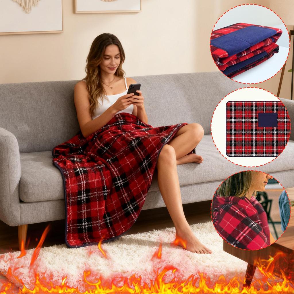 USB Heated Blanket with Timer, Full Body Warming Shawl for Shoulder Neck Back Pain Relief in Office Car & Home Use