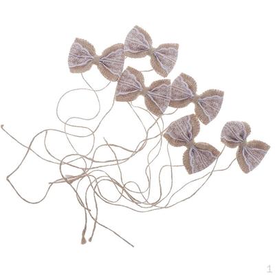 6Pcs Lace Burlap Bow,Jute Bowknot, Bow Embellishments for Weddings 2.5x2.3 Inch