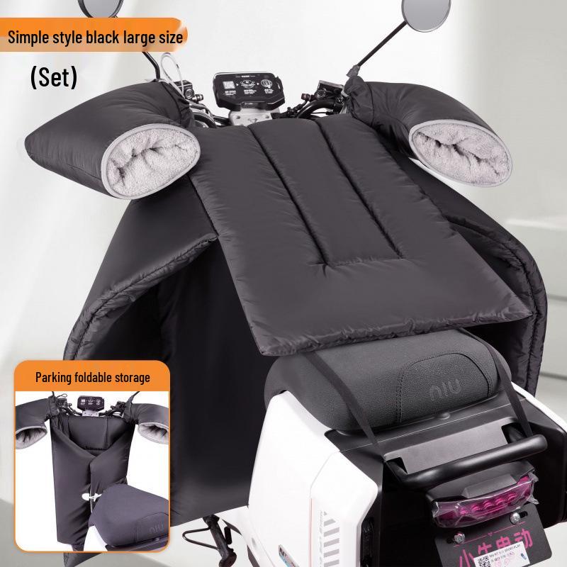 Electric Vehicle Windshield Winter Velvet Windproof Cover & Battery Motorcycle Knee Pads for Cold Protection