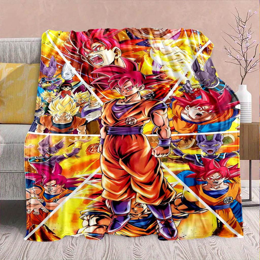 Dragon Ball Anime Flannel Blanket - Soft Warm Perfect for Sofa, Bedding Camping Travel Office Home Decor -QJY