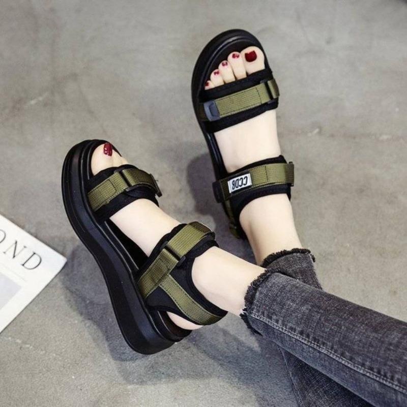 Fashion Trendy Sports Sandals 2024 Summer New Versatile Breathable Thick Sole Slope Heel Beach Women's Sandals Zapatillas De Deporte