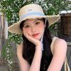 Women'S Wide-Brimmed Straw Hat Beach Sun Hat New Fashionable Sun Protection Floral Lace Bow Breathable Summer Hat