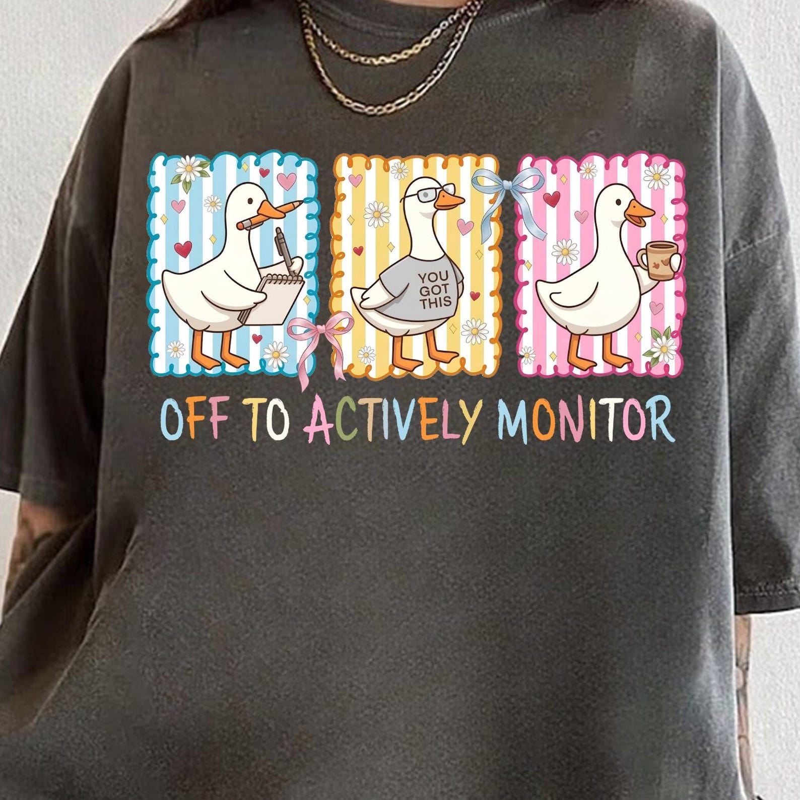Off To Actively Monitor Shirt, Teacher Testing Day Goose Tee, State Testing Teacher Tee, Silly Goose Proctor Shirt, Teacher Goose Shirt L