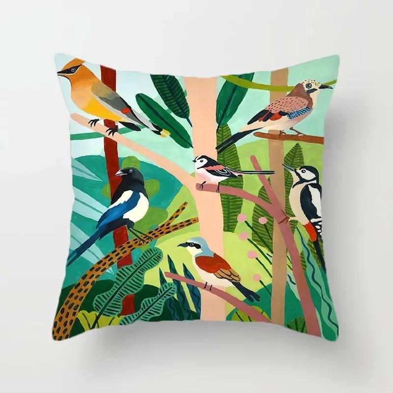 Animal Forest Throw Pillows Cushion Cover Tropical Palm Plant Flower Bohemian Pillow Decorative Pillowcase for Sofa Pillowcover