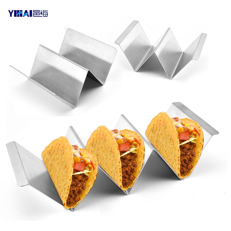 

Stainless Steel Taco and Pancake Rack - W-Shaped Burrito and Tortilla Holder 2 slots without handle