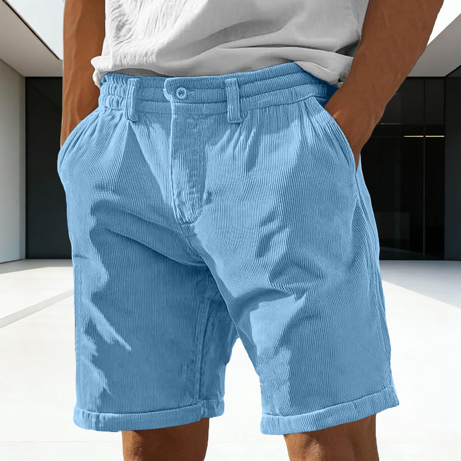 

Men s Fashion Casual Retro Corduroy Five-Piece Pants - Men s Casual Sports Shorts XL небо синє кольору