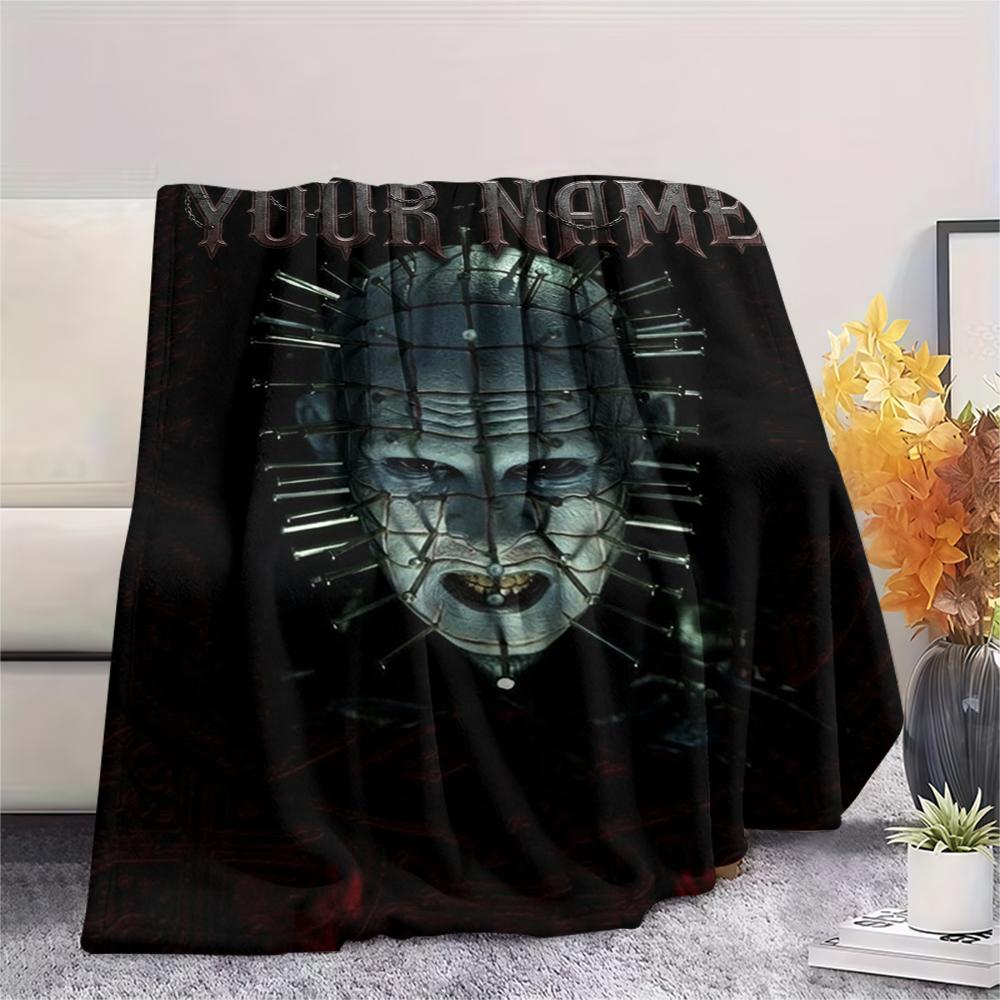 1PC Custom Name Hellraiser Patterned Flannel Blanket Suitable For All Seasons for Home Decor Warmth and Comfort Gifts Holiday Present