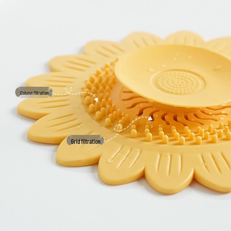 Sunflower Silicone Odor-Proof Sink & Floor Drain Hair Filter Mat