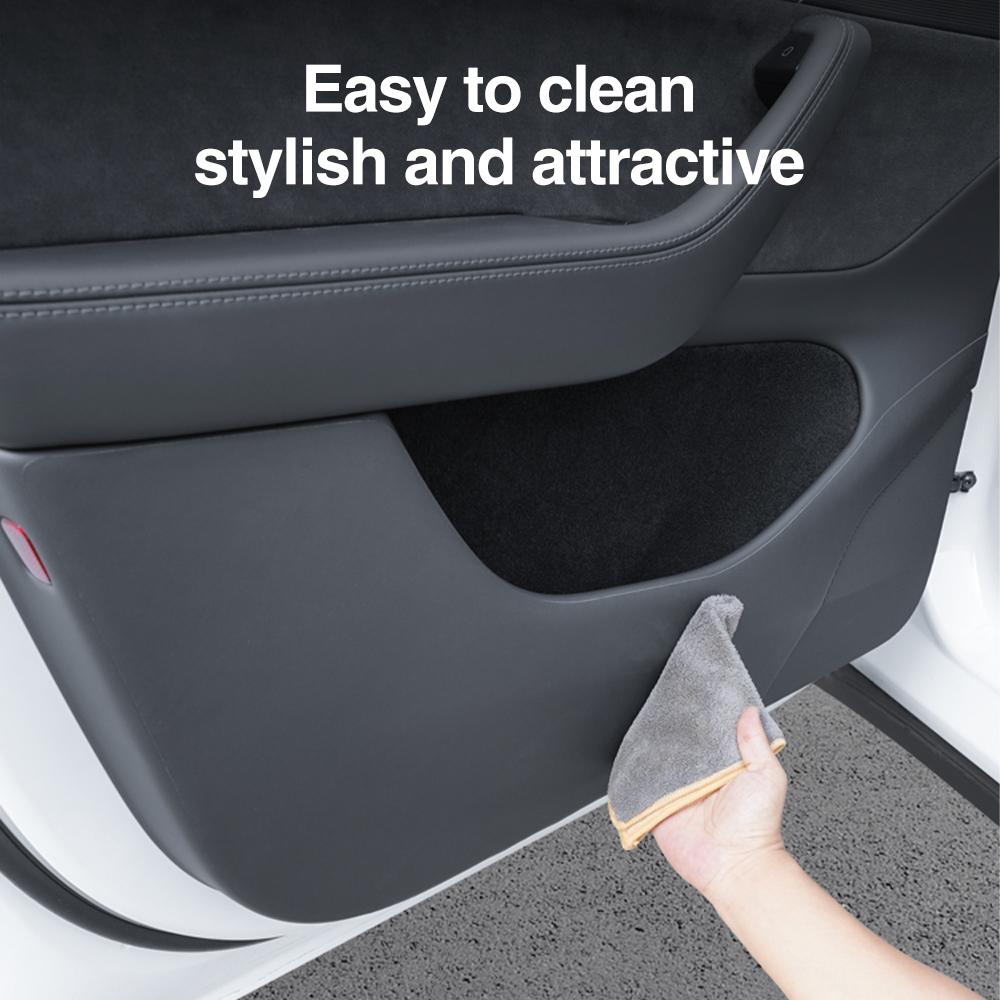 Heenvn Car Door Anti-Kick Pad For Tesla Model Y Juniper Model 3 Highland 2025 2026 Leather Sticker Trim Kit Side Door Protector