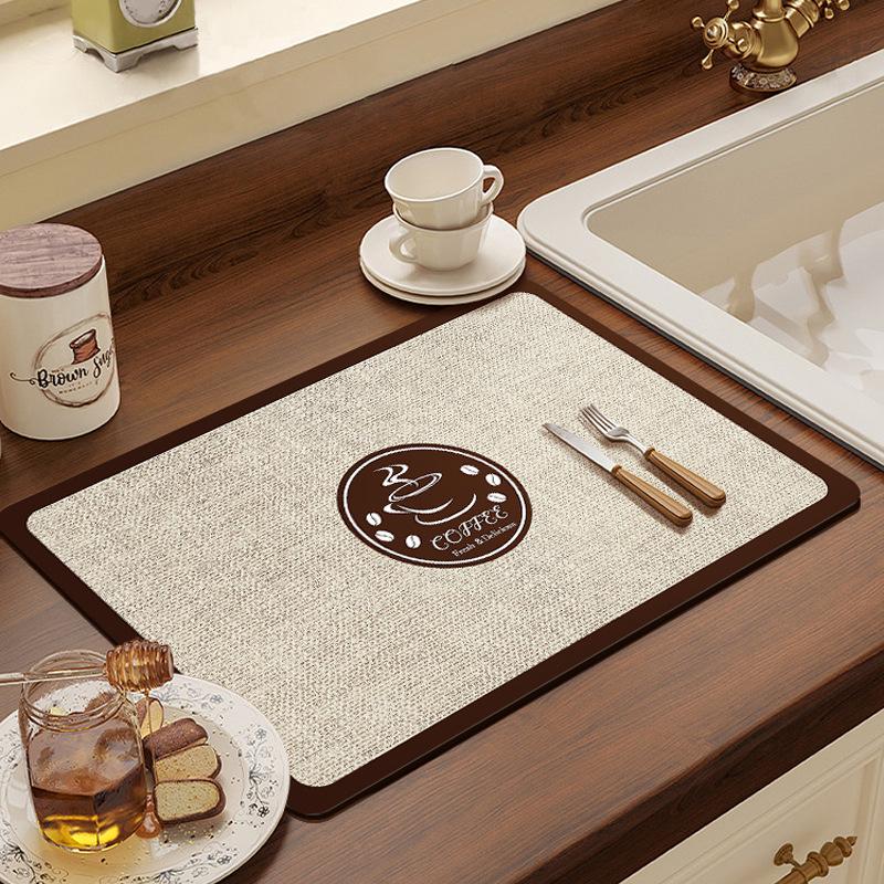 American Coffee Machine Absorbent Kitchen Mat - Drying & Draining for Countertops & Dining Tables