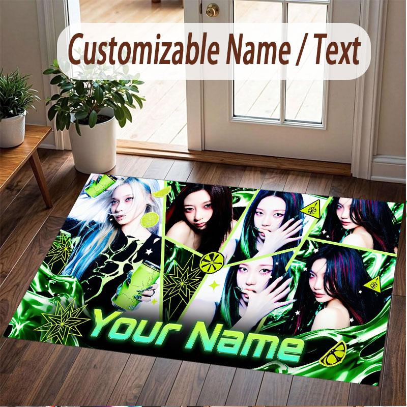 Custom Name Crystal Velvet Rug,aespa Comfortable Anti Slip Floor Mat For Room Decoration