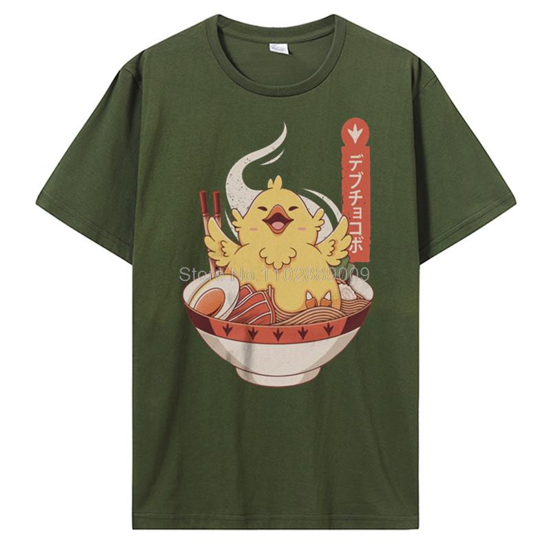 Lustiges Fettes Chocobo Ramen Final Fantasy T-Shirt Übergroß Baumwolle Kurzarm Benutzerdefiniertes T-Shirt Herren Hip Hop T-Shirt Tees Streetwear