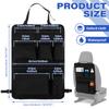 Car Seat Back Organizer with Multiple Storage Pockets Black Mesh and Fabric Adjustable Shoulder Strap Space Saving Organizer