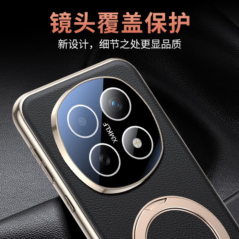 Für Redmi Note 15 Pro Plus Hülle Magsafe Veganes Leder Mit 360° Rotierendem Magnetischem Ständer Anti-Drop Schutzhülle