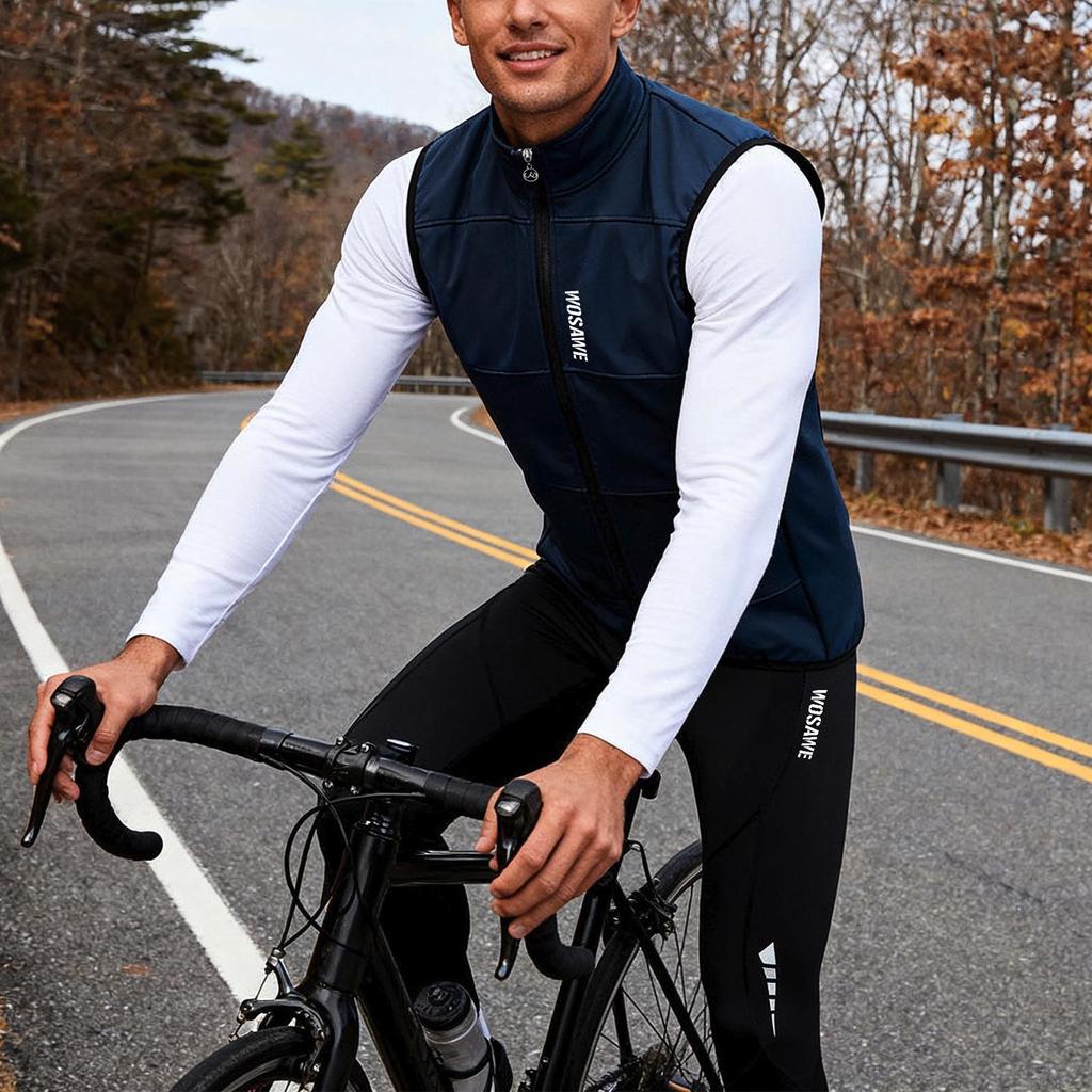 Wosawe Jesienne polarowe kombinezony rowerowe Softshell kolarski bezrękawnik i spodnie Outdoor Sport Odzież rowerowa